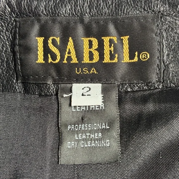 ISABEL Black Genuine Leather Mini Skirt Belted High Waist 26” XS Y2K Butter Soft - Picture 4 of 7